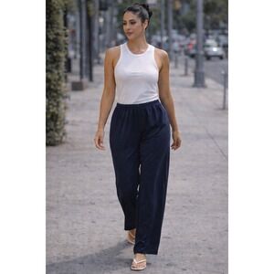 Issey Miyake Fete Trousers Womens 03 Blackb Excellent Straight Leg Elastic